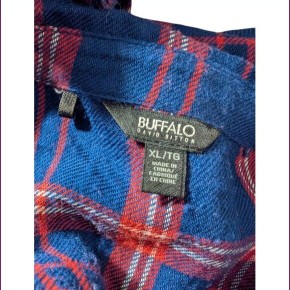 Buffalo David Bitton Tops - Buffalo by David Bitton Blue & Red Plaid Long Sleeved Button Up Women's XL Shirt